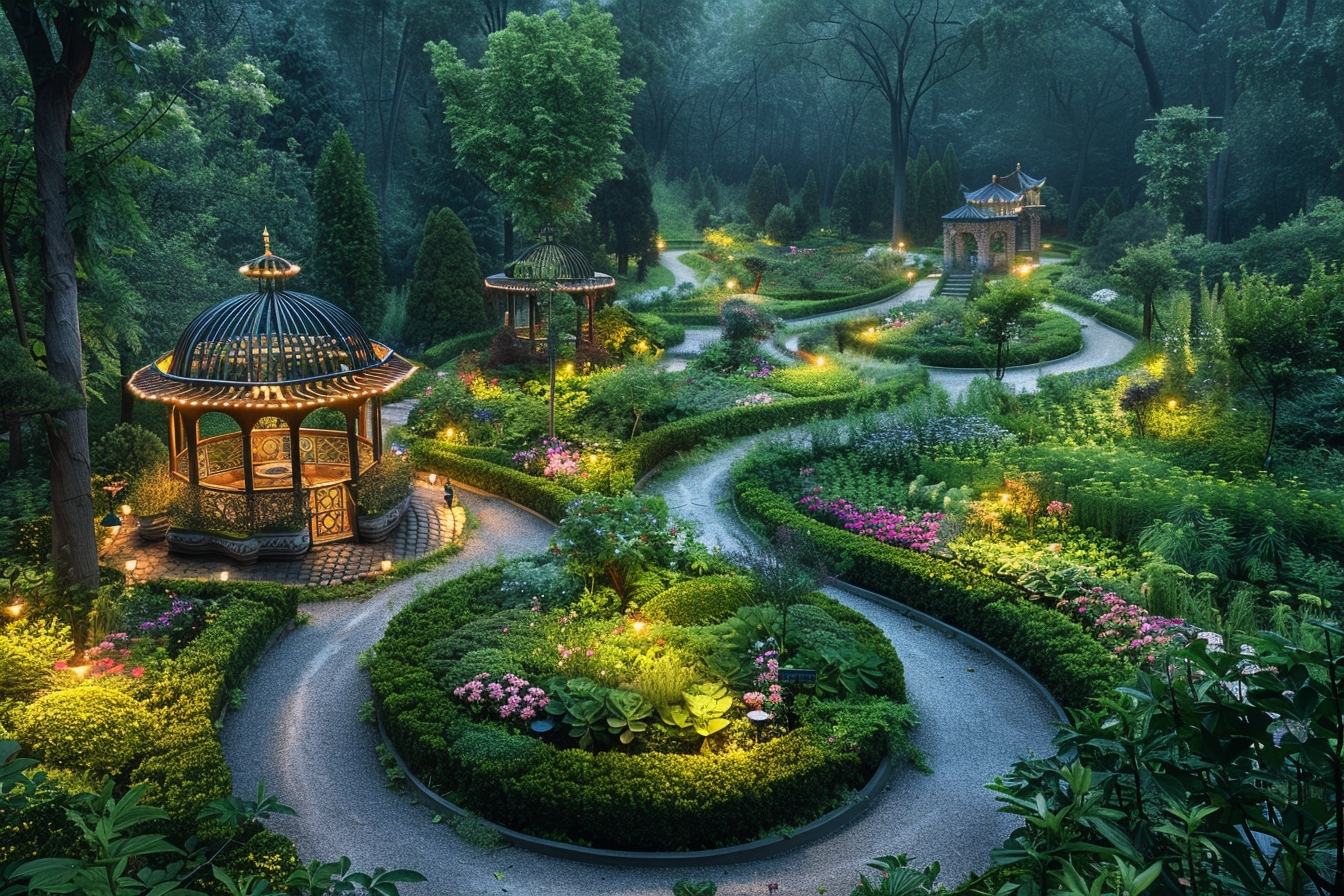 Vue aérienne captivante d'un parc luxuriant et d'espaces verts à Cannes, illustrant les secrets d'un aménagement écologique réussi.